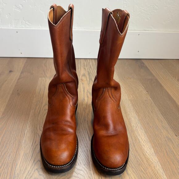 VTG 70s Santa Rosa Brand Leather Cowboy Boots USA Unisex Mens 6D Womens Size 7.5 - Picture 3 of 10